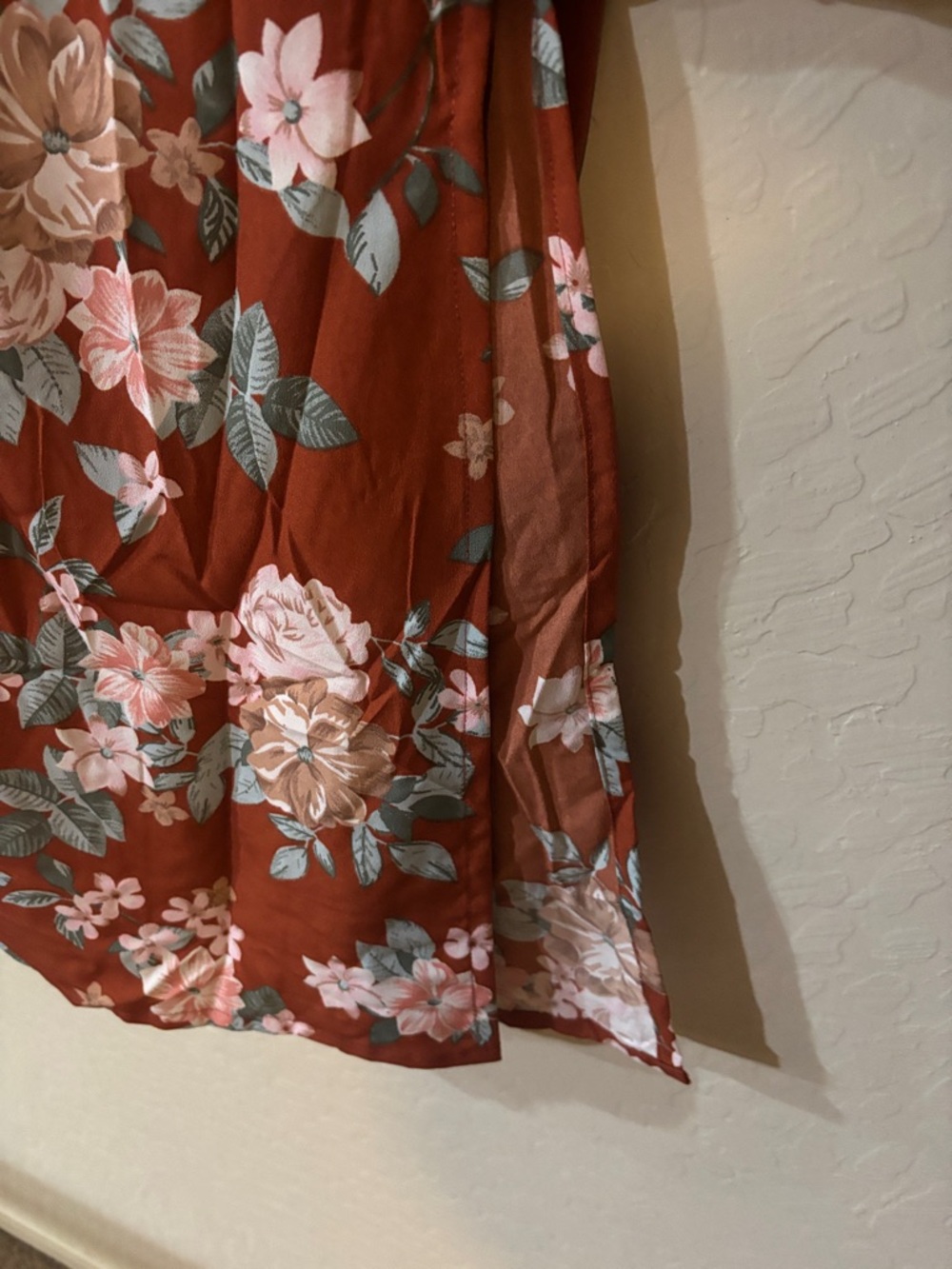 Rust Floral Sundress with Sweetheart Neckline - Picture 3 of 6